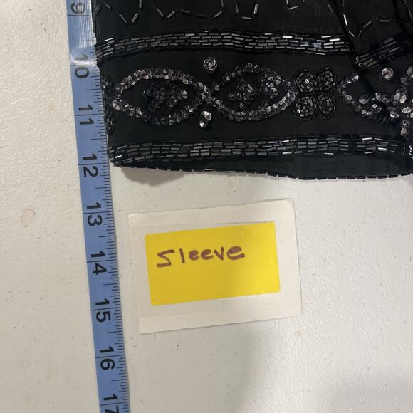 Stenay Plus Women's Black Silk Beaded Evening Dress Sz 20 90s Vintage Elegant - Picture 15 of 16